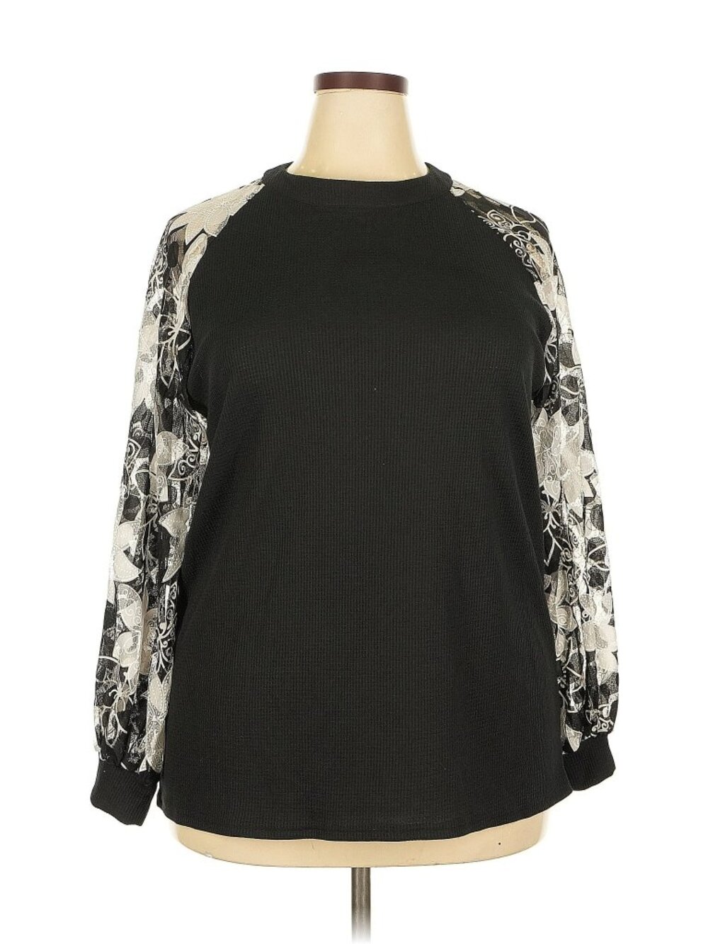 Miholl XXL with Floral Sheer Long Sleeves with Zipper on back